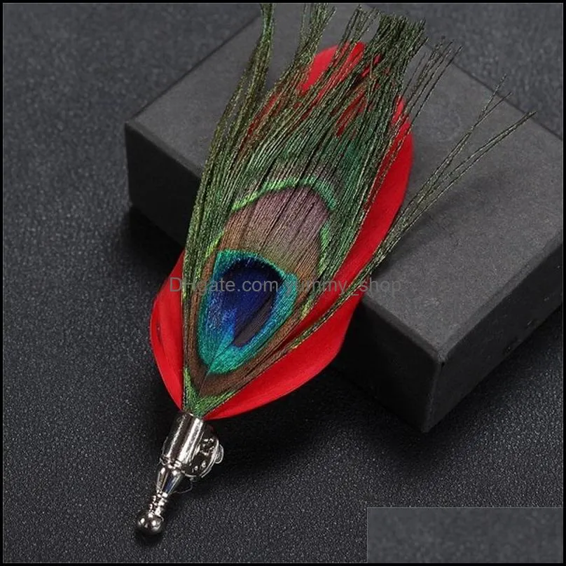 men suit peacock feather brooches pin originality manual necktie pins personality classic jewelry corsage