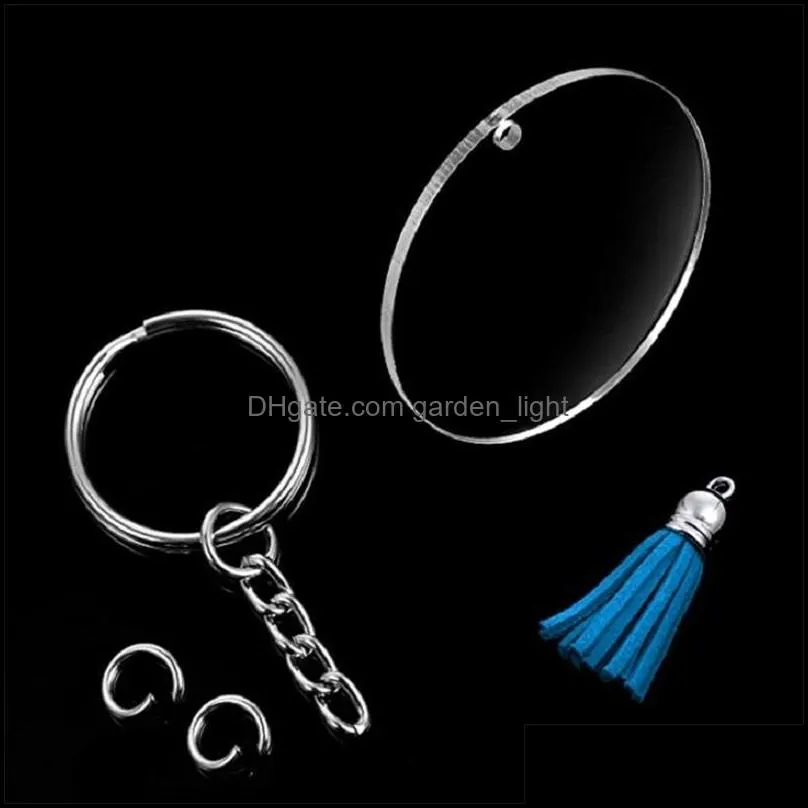 acrylic keychain key rings plastic diy 24piece set multicolors portable creative gift transparent round acrylic 2016 v2