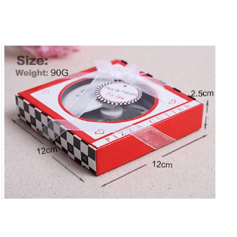 wholesale a slice of love stainless steel love pizza cutter in miniature pizza box wedding favors and gifts for guest wa2024