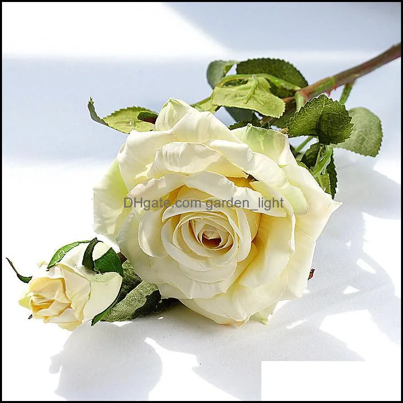 realistic curled rose gifts daily home christmas decorations hotel artificial flower rose bouquet wedding placement props vtky2180