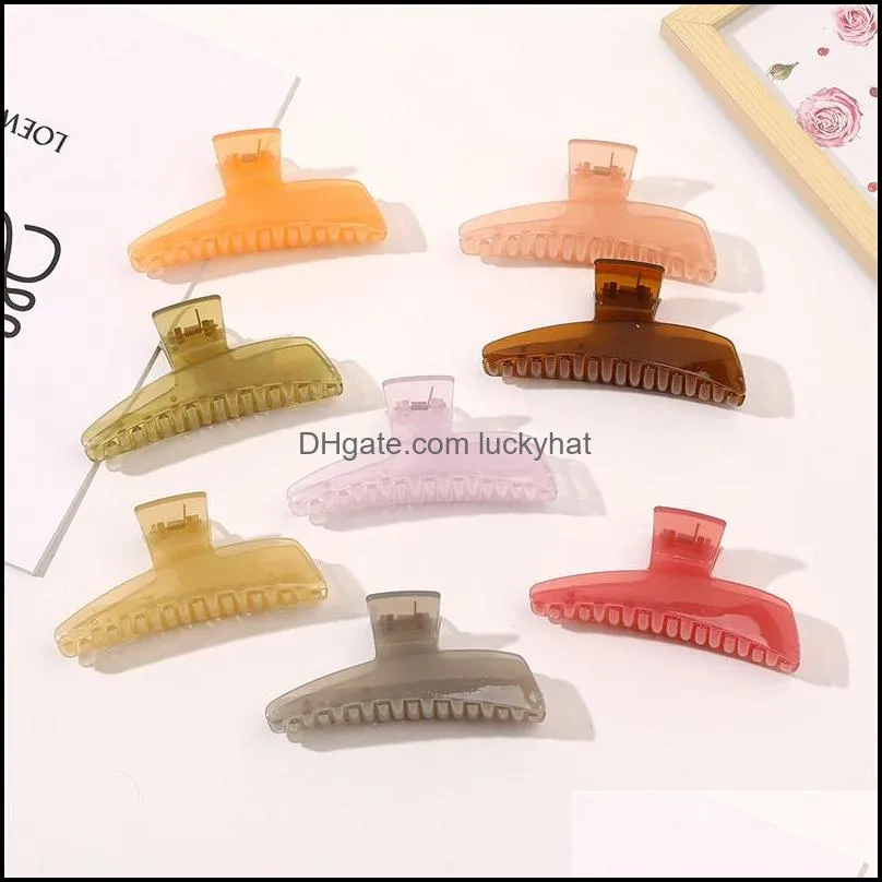 length 11.5 cm female diagonal triangle shape hair clamps geometric jelly pure color plastic large hair clips claws european women headdress ponytail