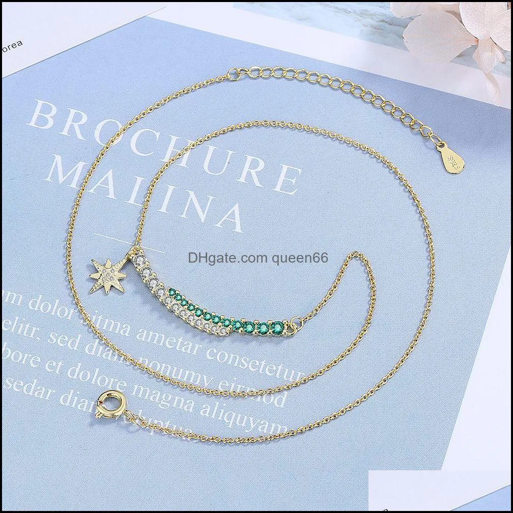 gold plated crystal green white zircon graduated pendant necklace womens fashion jewelry short collarbone chain wedding party dz569