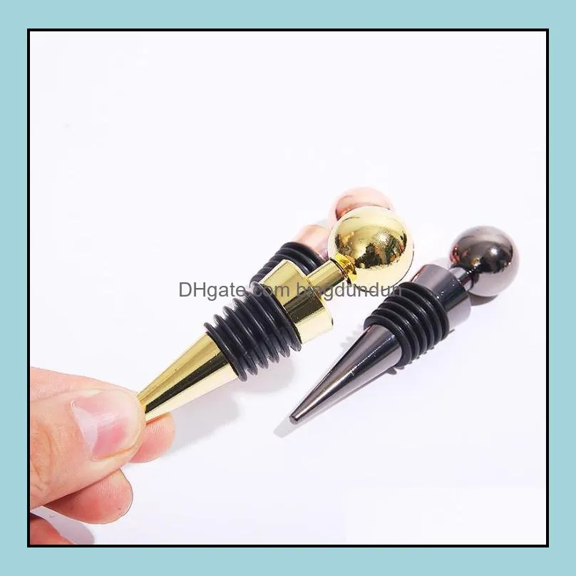 silver rose gold metal red wine stopper for bar tools champagne bottle cap storage plug kitchen accessories rra12659