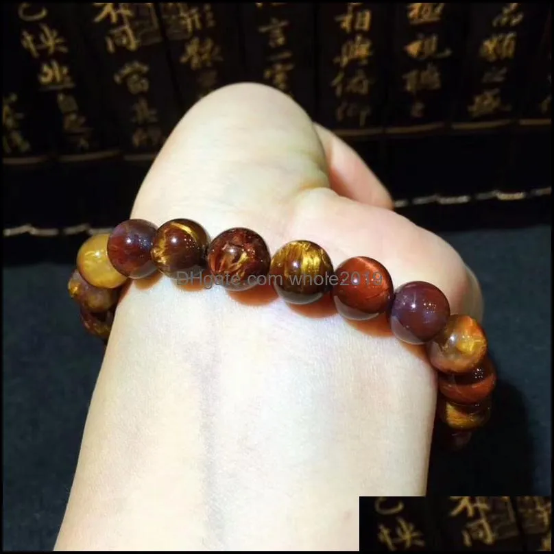 beaded strands genuine natural yellow red pietersite round beads powerful reiki bracelet women men stone 9mm certificate