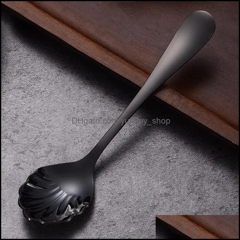 shell shape coffee spoon stainless steel honey milk stirring spoons square ice cream dessert scoop kitchen restaurant scoops rrb14707