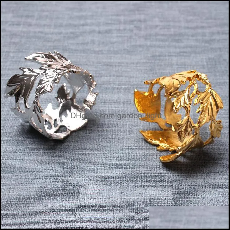 silver gold metal leaf napkin ring table