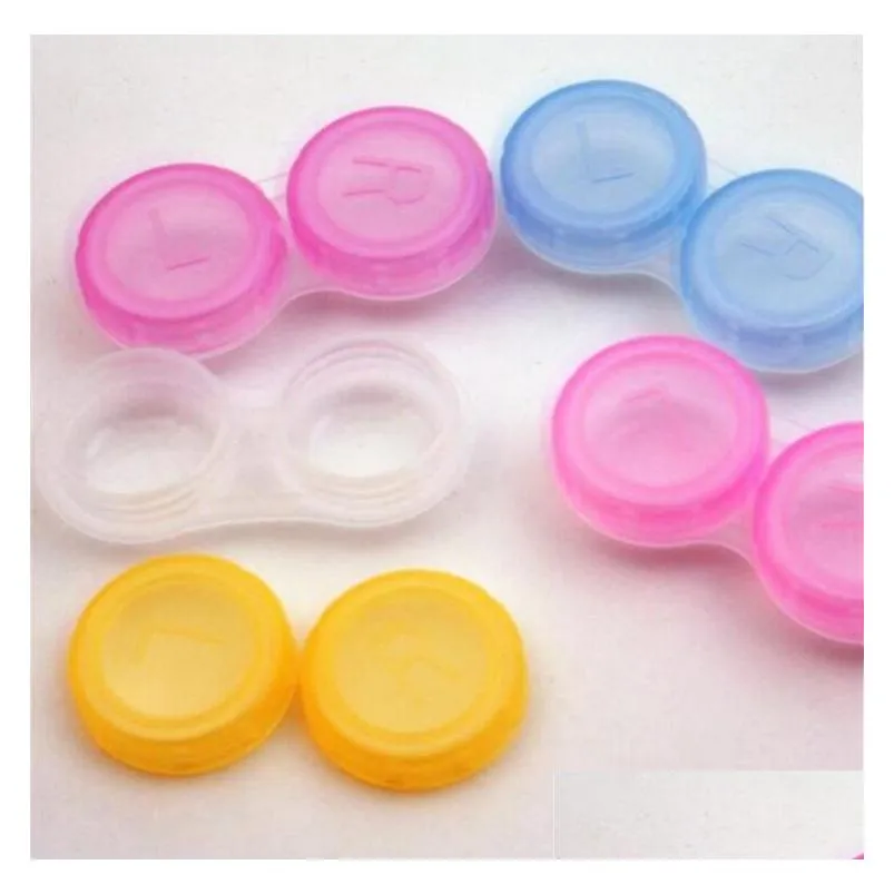 light colors 100pcs/lot colorful case contacts lenses box glasses lens case color doublebox lens case eyewear accessories