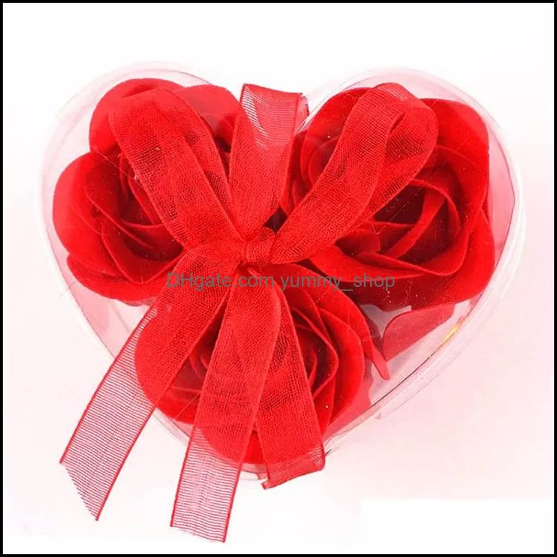 newheart shape rose soap pvc box packed handmade flower paper flower soap rose valentines day birthday party gifts rre12433