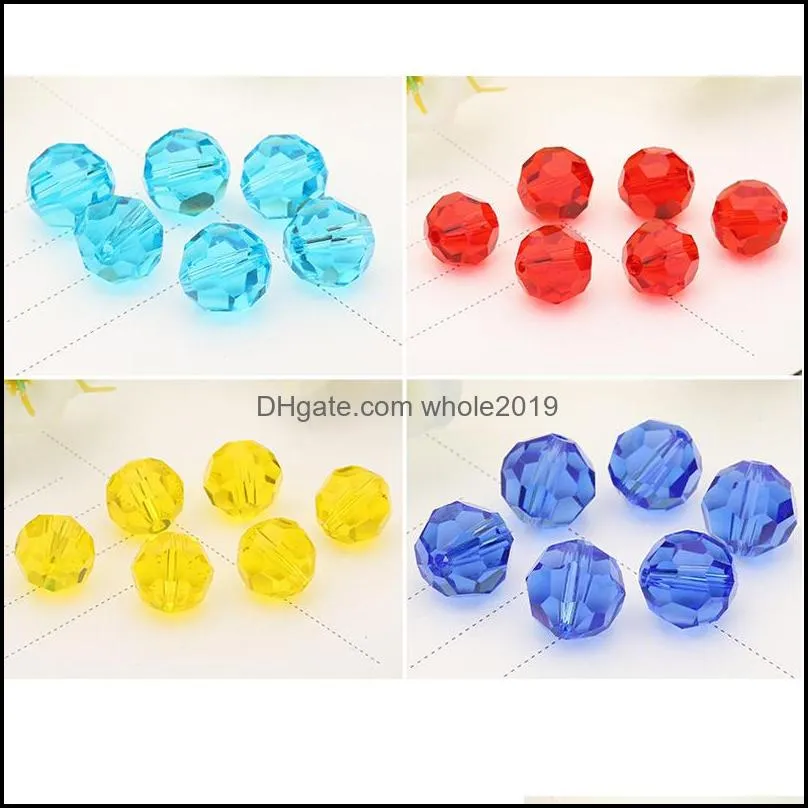 6mm ball faceted glass crystal spacer austria section crystal glass beads loose spacer round beads for jewelry making 17colors
