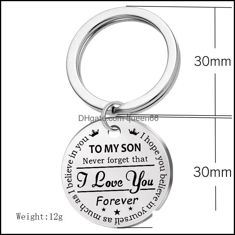 personalized to my son stainless steel keychain engraved to my daughter forever love mom keyring heart key chains charm love pendant