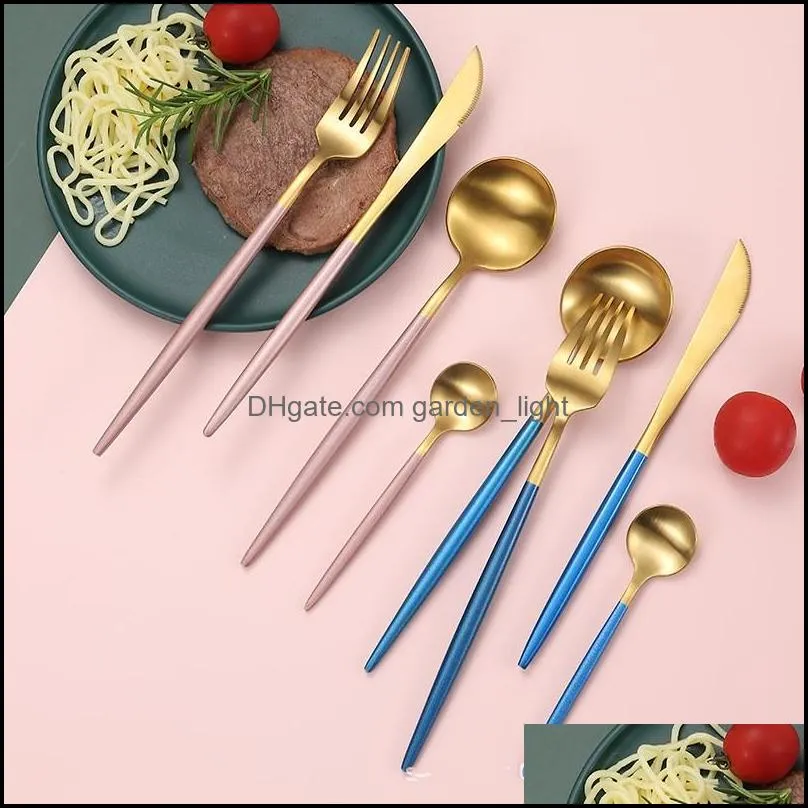 tableware four pieces set knife cake desserts fork milk tea soup cutlery restaurant strong spoon stainless steel 21 2wh f2