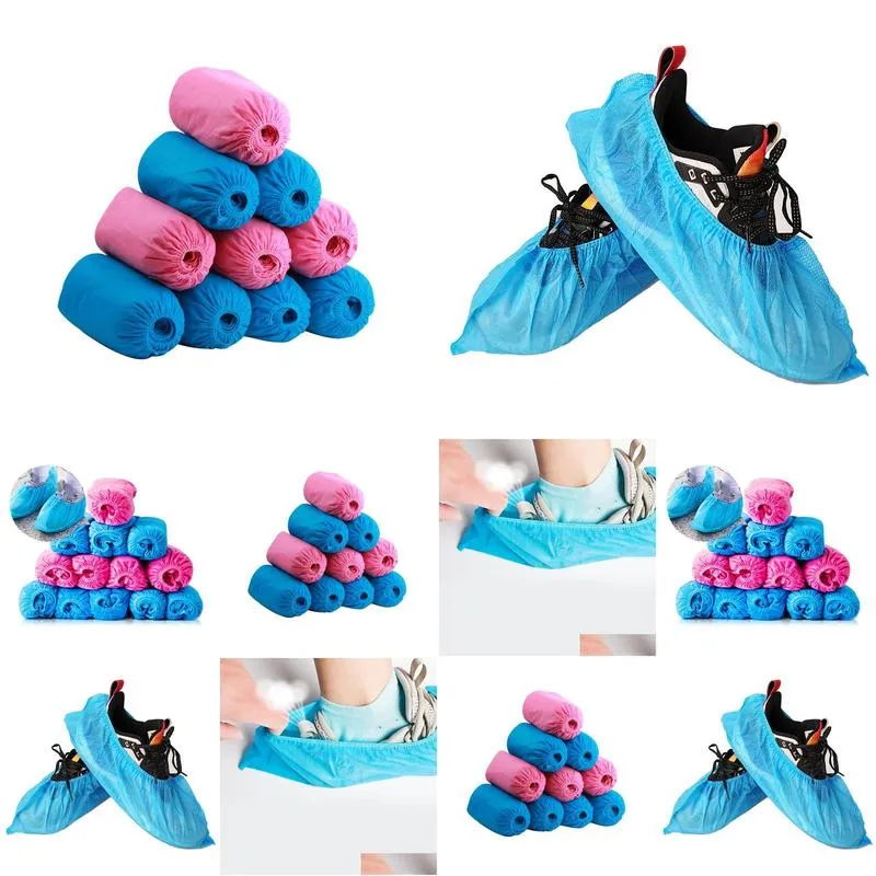 100pcs/lot shoe covers disposable shoe boot covers household nonwoven fabric boot nonslip odorproof galosh prevent wet shoes