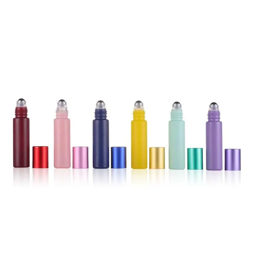 10ml printed glass roller bottles travel portable perfume  oil bottle mini macaron color empty bottling