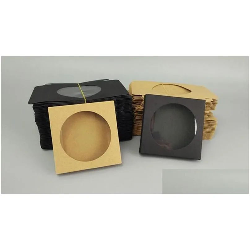 4 size kraft paper gift package boxes display box with clear pvc round window favors arts krafts display package box lx0334