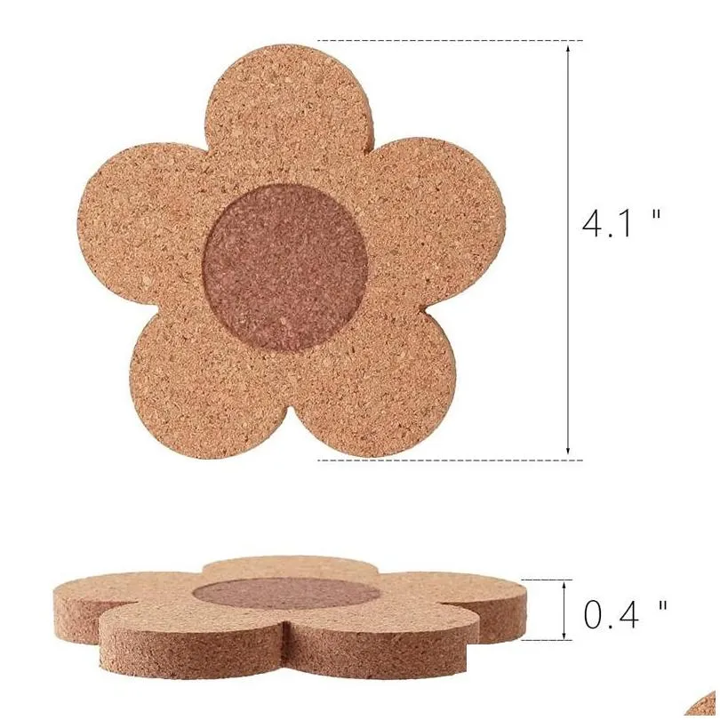 cork coasters drinks reusable coaster natural cork 4 inch flower shape wood coasters cork coasters for desk glass table lx4728