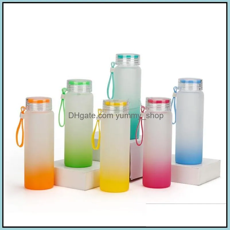 sublimation water bottle 500ml frosted glass water bottles gradient blank tumbler sea shipping rrb12824