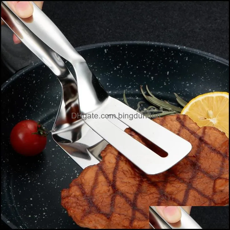 stainless steel kitchen bbq bread utensil barbecue tong fried fish steak clip shovel clamps meat vegetable meat clamp rrf14373