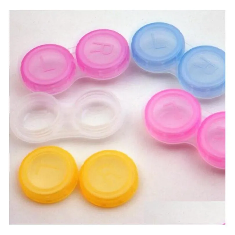 light colors 100pcs/lot colorful case contacts lenses box glasses lens case color doublebox lens case eyewear accessories