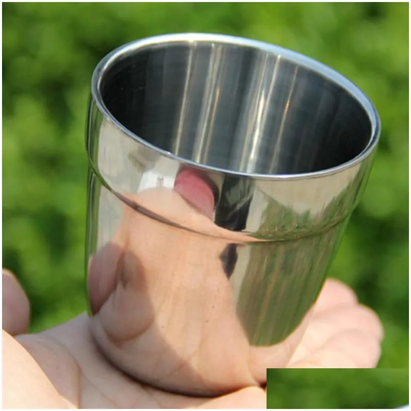 180ml stainless steel cup double wall mug wine beer mug camping water milk coffee mug lz0333