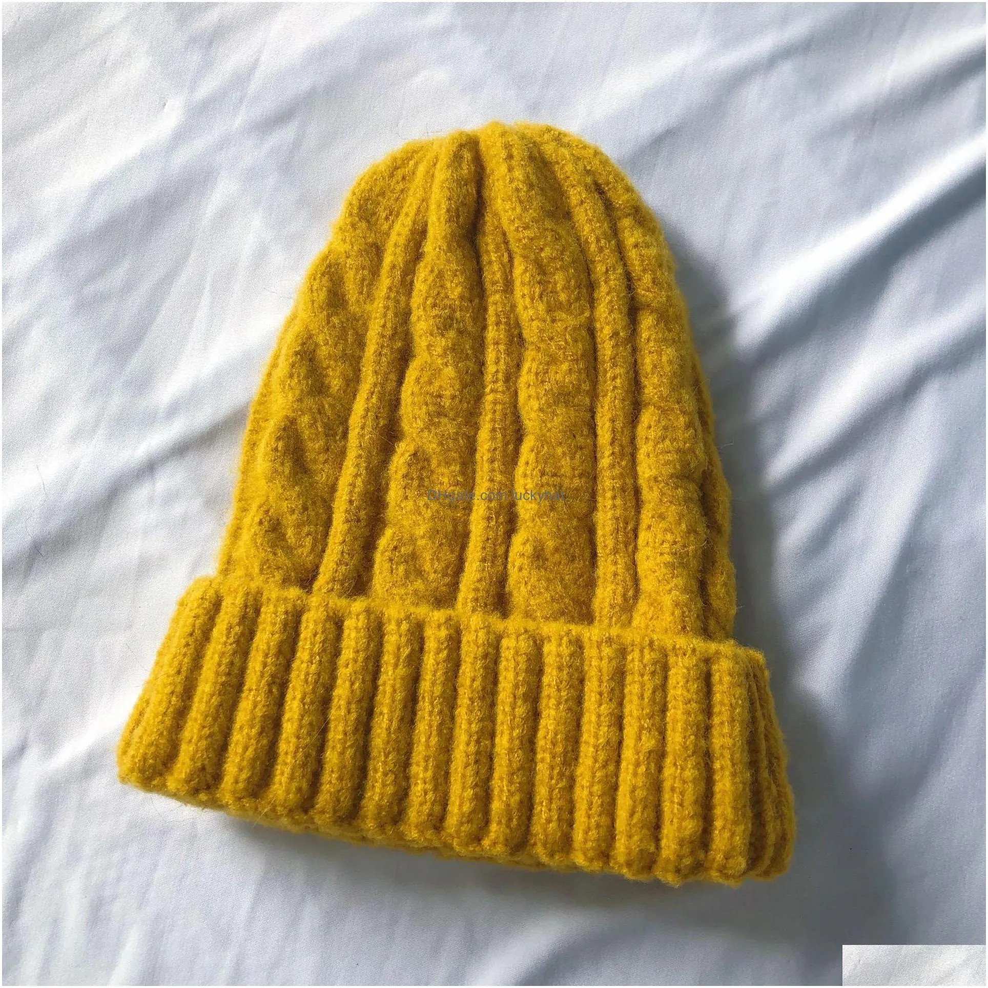 autumn winter men women knitted hat solid color warm beanie caps knitting hats