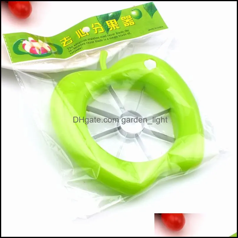 wholesale creative home kitchen stainless steel  corer slicer kitchen vegetable tools  shaped plastic fruit splitter dh0406