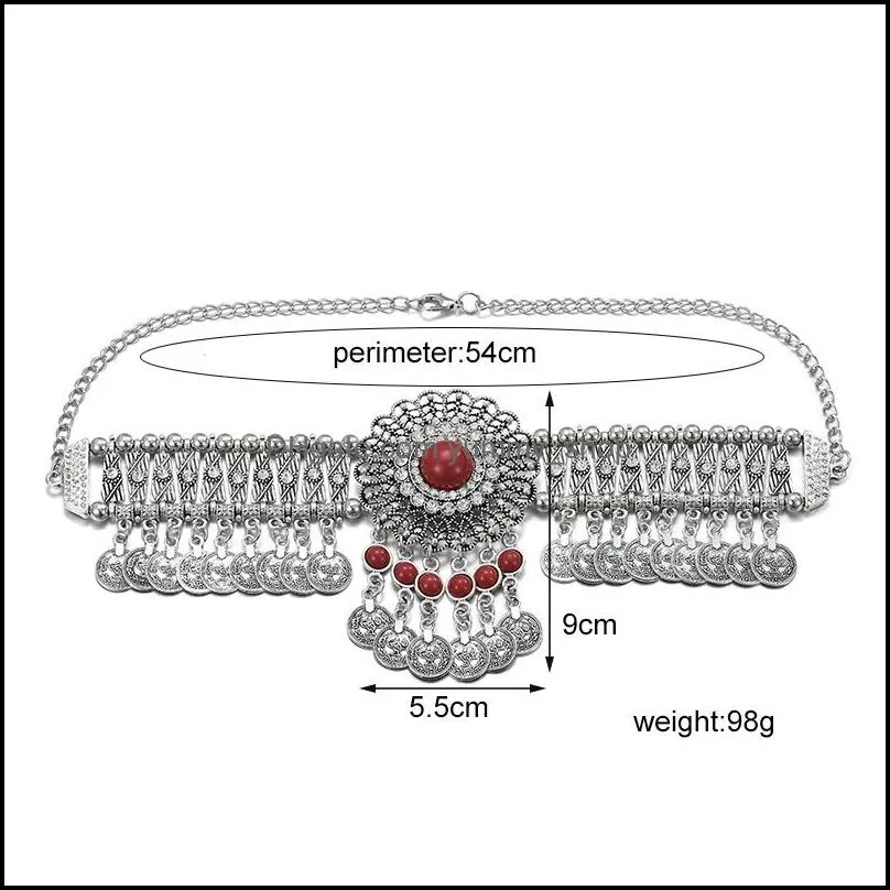 statement choker collar necklace for women bohemian vintage flower crystal rhinestone ethnic gypsy bead coin tassel jewelry