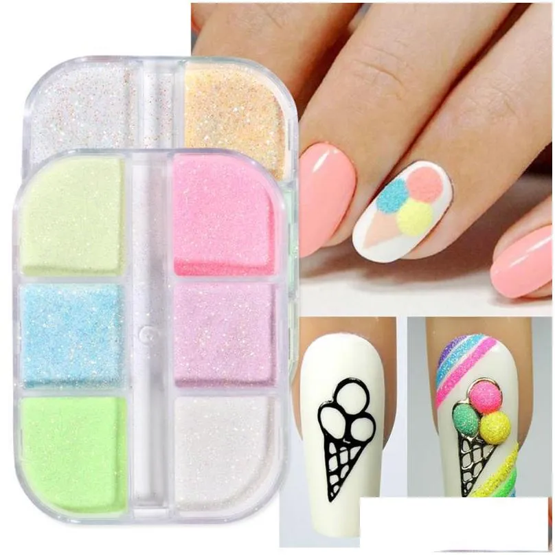 Nail Glitter 6 Grids Art Ins Luminous Pearl Shell Powder Aurora Mirror Rubbing Sugar Laser Irregular Patch Symphony