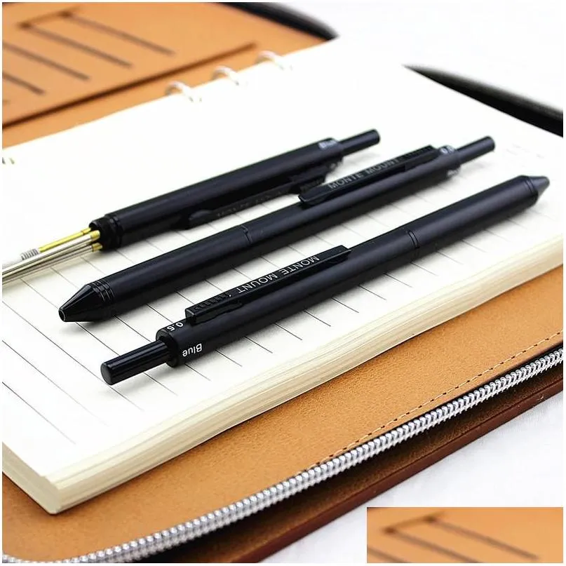 luxury matte black creative 3 1 full metal multifunction pen multifunctional mechanical pencil color ball pens ballpoint