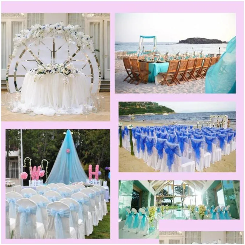party decoration organza 1.35x10m wedding backdrop sheer swag fabric wall po booth curtain stair handrail banquet decorationparty