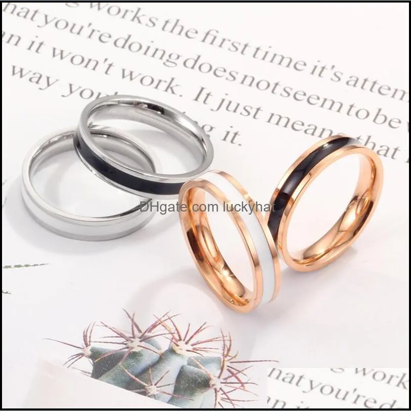 charm matte groove women men polished stainless steel band ring convention jewelry wedding rings valentine gift