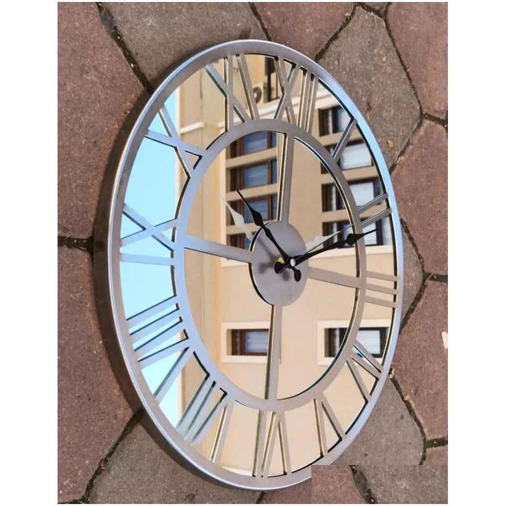 markakanvas mirror metal wall clock 50cm decorative living room large vintage clocks home decor