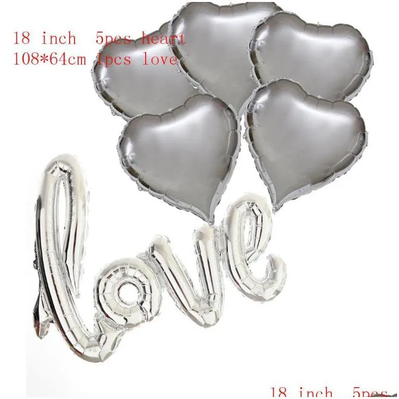 party decoration 6pcs/set love heart foil balloons large digit helium wedding decorations birthday supplies baby shower