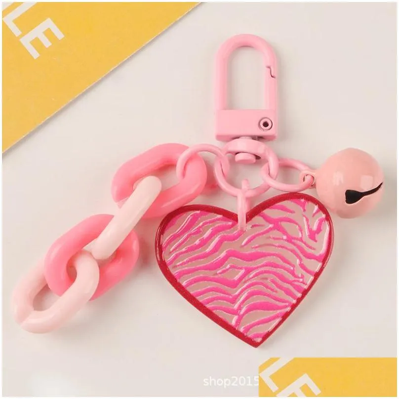 creative spot love chain key chain party favor pendant small  candy color bell pendant student bag decoration