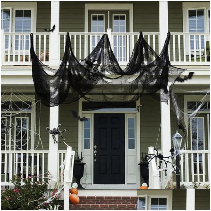 party decoration 2/4m halloween creepy cotton net home festival haunted house bar window table door hanging gauze supplies