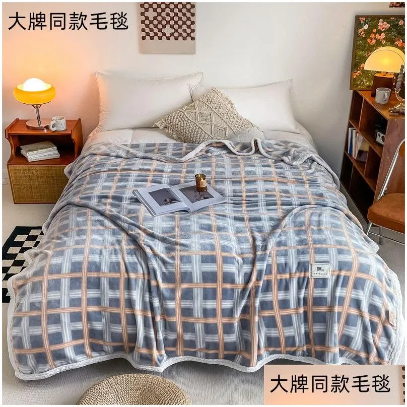 bedroom bedding cover blanket double sided warm home blanket fashion plaid travel blankets