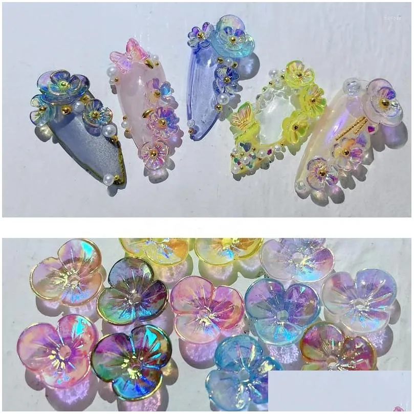 Nail Art Decorations 1 Box 3D Butterfly Acrylic Flower Jewelry Decors Tips Nails Manicure Accessorie