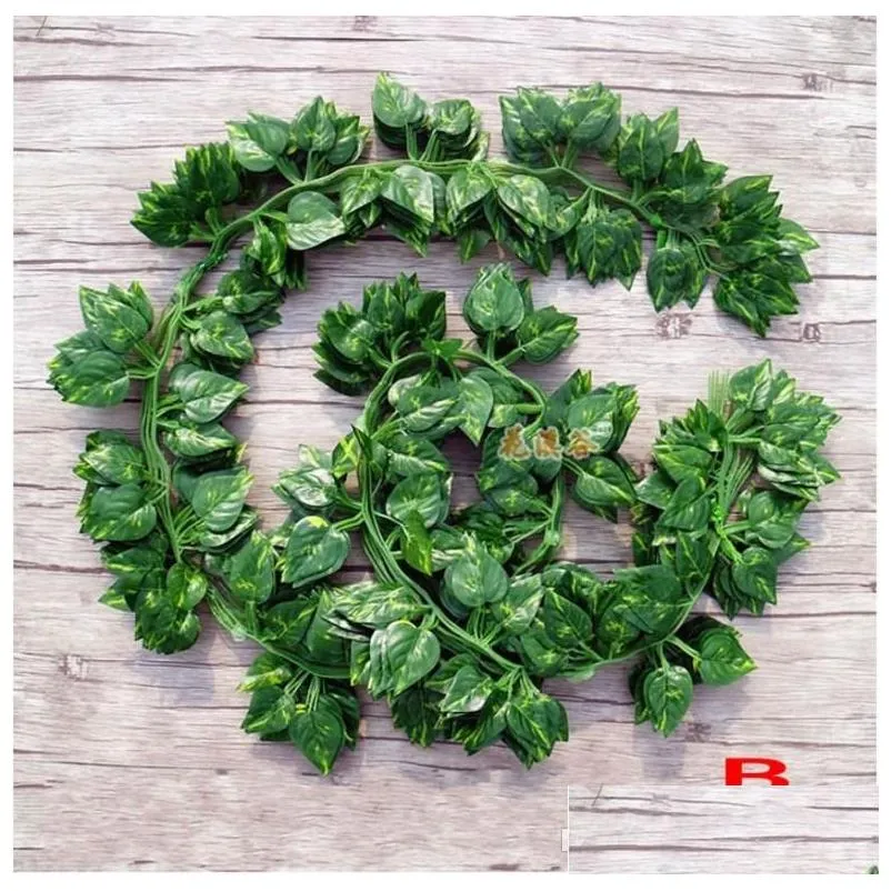 2.1m 12pcs home decor artificial ivy leaf garland plants vine fake foliage flowers creeper green ivy wreath