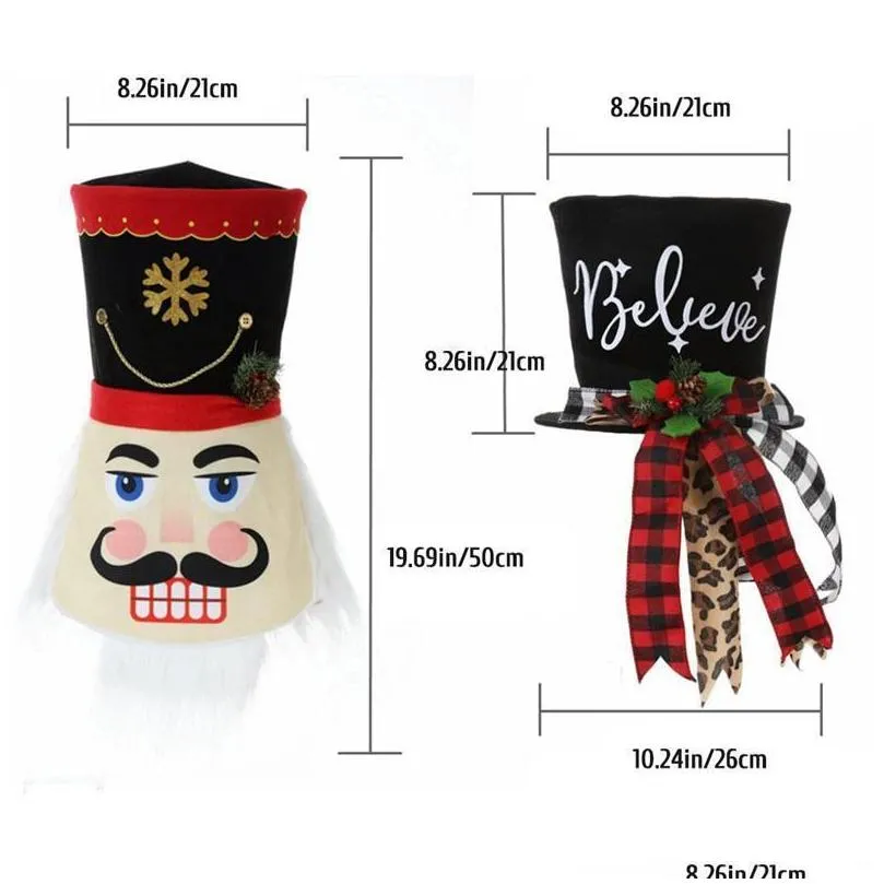 christmas decorations large tree topper decoration nutcracker hat top for home xmas ornaments party props decoraion