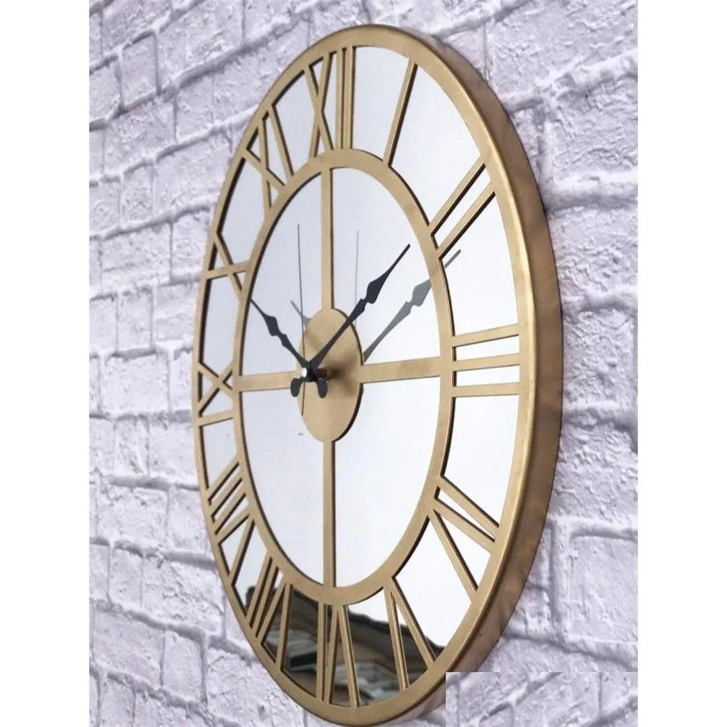 markakanvas mirror metal wall clock 50cm decorative living room large vintage clocks home decor