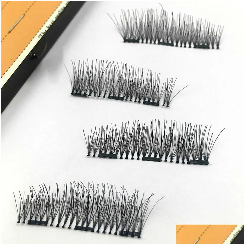 3 Magnet 2Pairs 3D Magnetic Eyelashes Magnet Magnetic Lashes False Eyelashes Eye Lashes Makeup Kit Gift