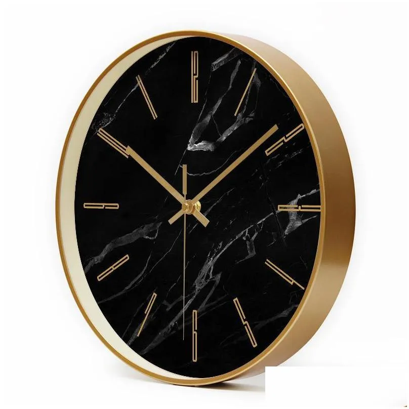 marble luxury wall clock fashion silent nordic gold round living room zegary na sciane stylish decor clocks