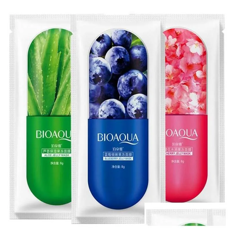 In stock BIOAQUA Facial Jelly Sheet Mask Deep Moisturing Hydrating Face Mask Prevent Blueberry Sakula Sheet Sleep Mask 8g