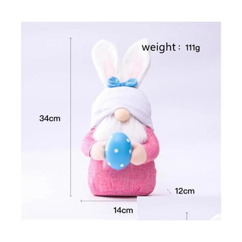 easter bunny gnome with easter egg decoration handmade plush faceless party favor ornaments rabbit plush toys holiday home party kids