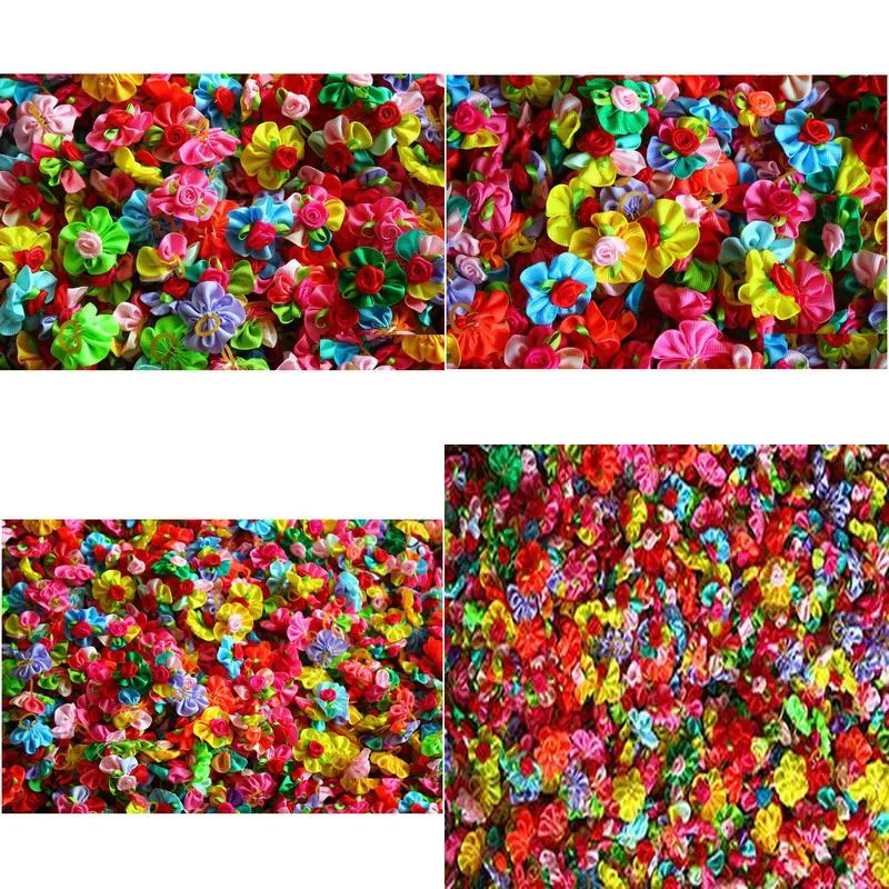 80pcs pet hair bows flower style rubber bands cute petal accessories grooming topknot