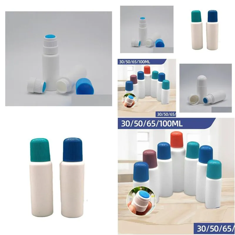 20 30 50 60 100ml empty white plastic sponge applicator liquid bottle hdpe white bottles with blue sponge head