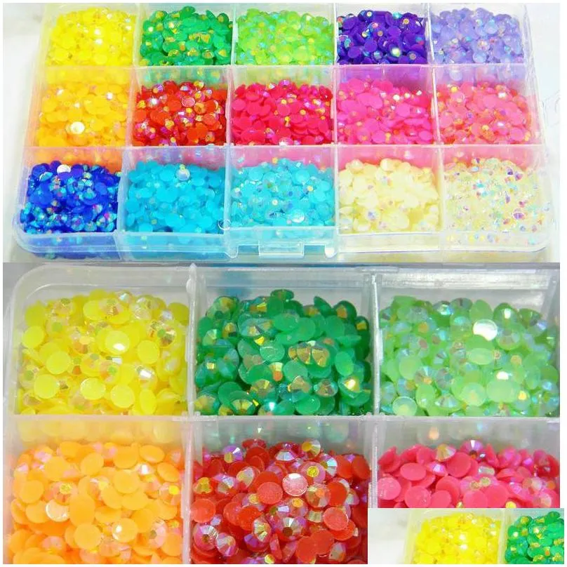 15000Pcs/1Box AB Jelly 3mm/4mm/or 5mm Flatback Resin Rhinestones ss12/16/or 20ss Candy Cab Embellishments Craft or Nail Supplies