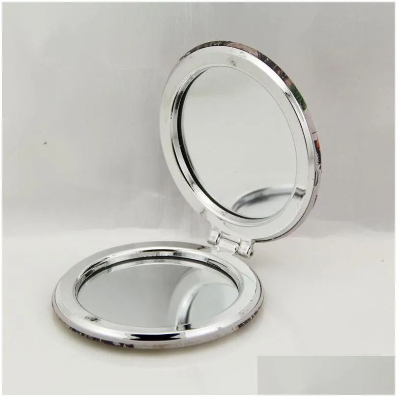 Wholesale Portable Double Sides Pocket Make Up Mirror Stainless Steel Frame Eiffel Tower Cosmetic Makeup Mini Beauty Normal Magnifying