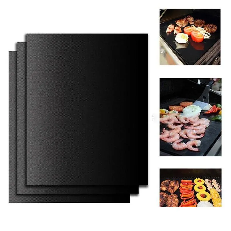 bbq grill mat durable nonstick barbecue mat 40x33cm cooking sheets microwave oven outdoor bbq cooking tool