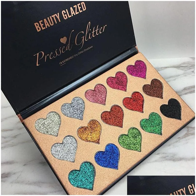 Beauty Glazed 4 Colors Eyeshadow Palette Matte Diamond Glitter Foiled Eye Shadow in One Palette Blush Makeup Set for Beauty