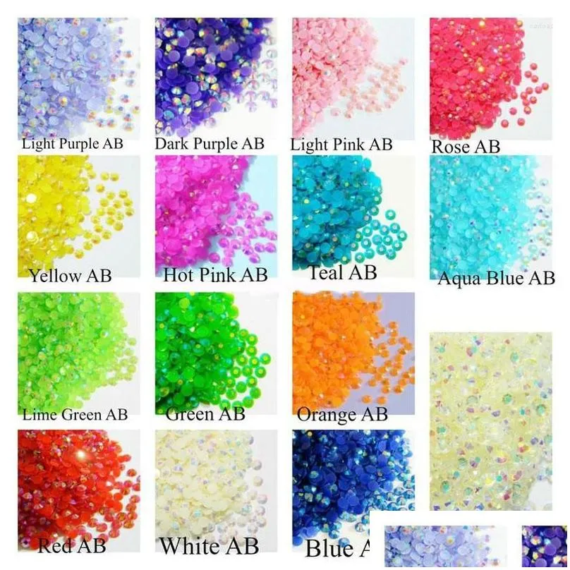 Nail Art Decorations 24000Pc Mix Colors Round Beads Rhinestones 3mm/4mm/5mm AB FlatBack Resin Crystal Stones 6Colors 4Girds 24Girds